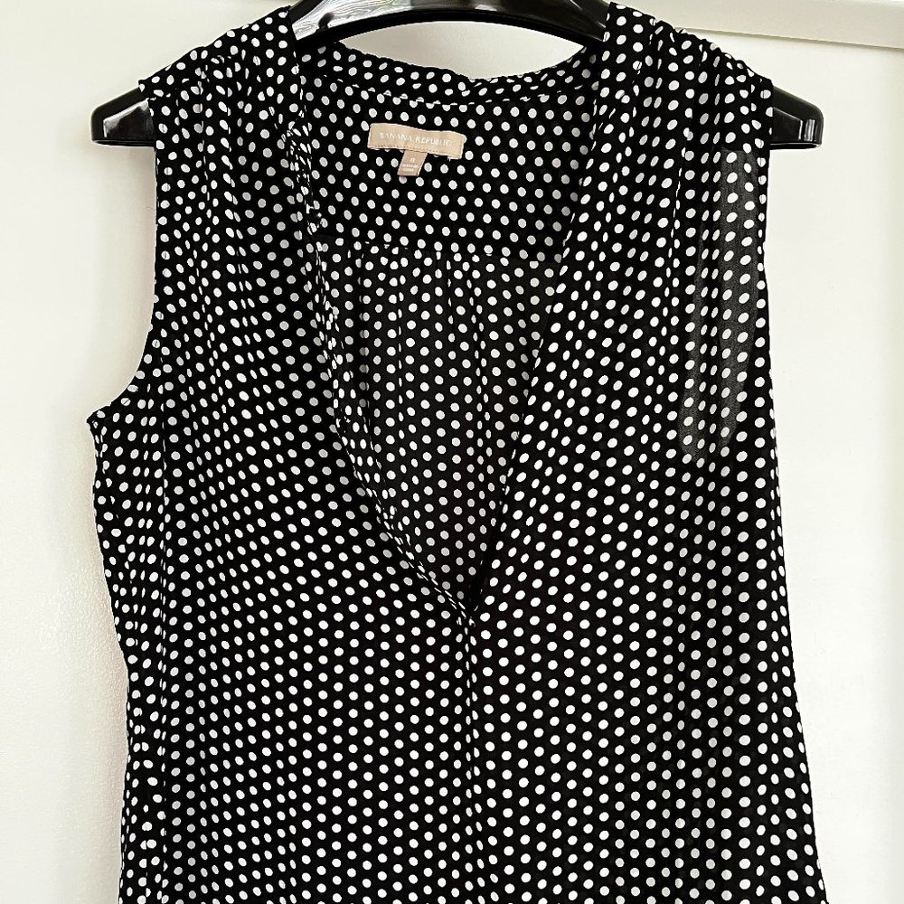 Black and white polka dot tank